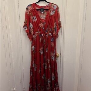 Johnny Was Floral Silk Maxi Dress